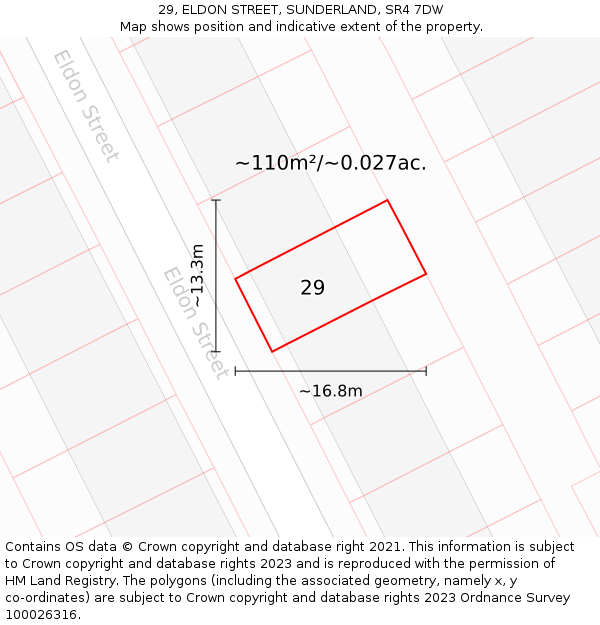 29, ELDON STREET, SUNDERLAND, SR4 7DW: Plot and title map