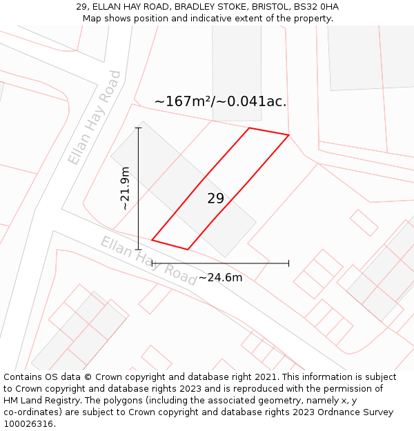 29, ELLAN HAY ROAD, BRADLEY STOKE, BRISTOL, BS32 0HA: Plot and title map