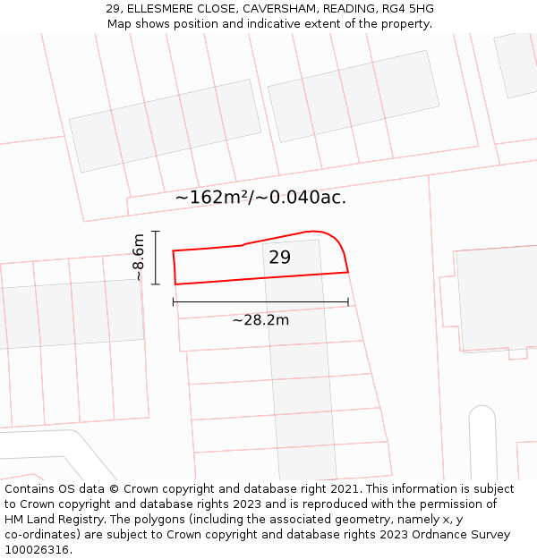 29, ELLESMERE CLOSE, CAVERSHAM, READING, RG4 5HG: Plot and title map