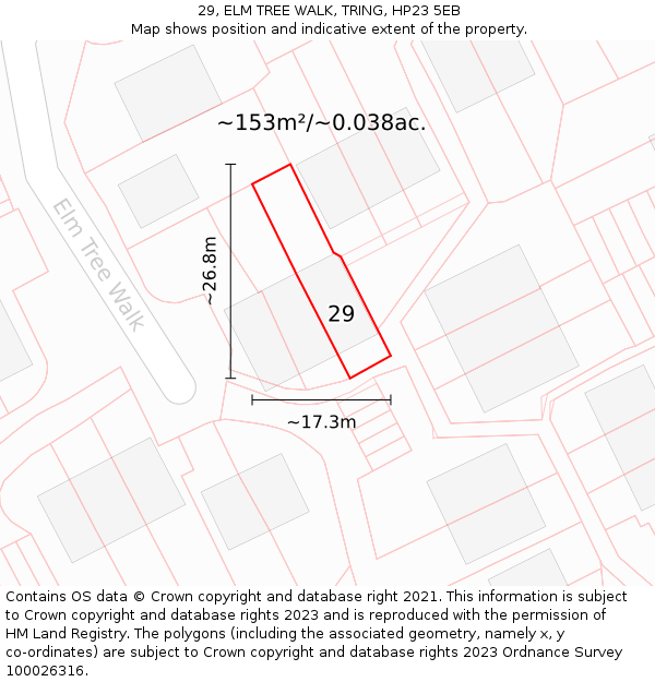 29, ELM TREE WALK, TRING, HP23 5EB: Plot and title map