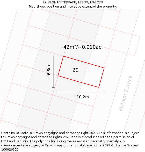 29, ELSHAM TERRACE, LEEDS, LS4 2RB: Plot and title map
