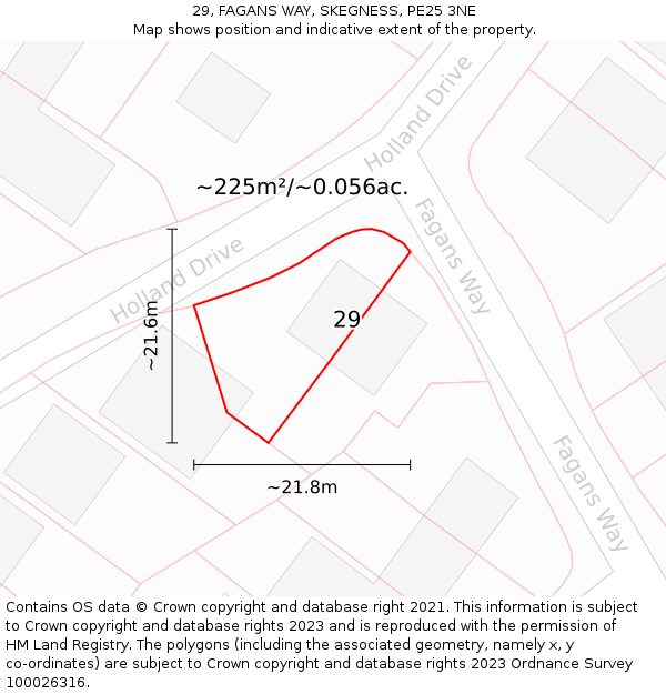 29, FAGANS WAY, SKEGNESS, PE25 3NE: Plot and title map