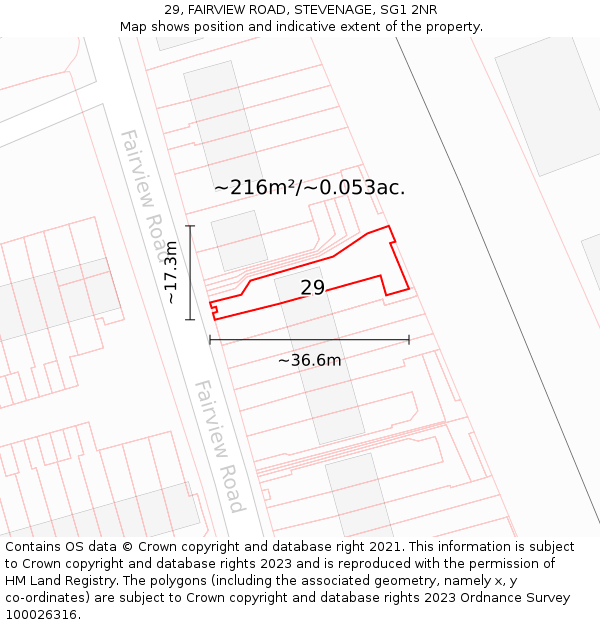 29, FAIRVIEW ROAD, STEVENAGE, SG1 2NR: Plot and title map