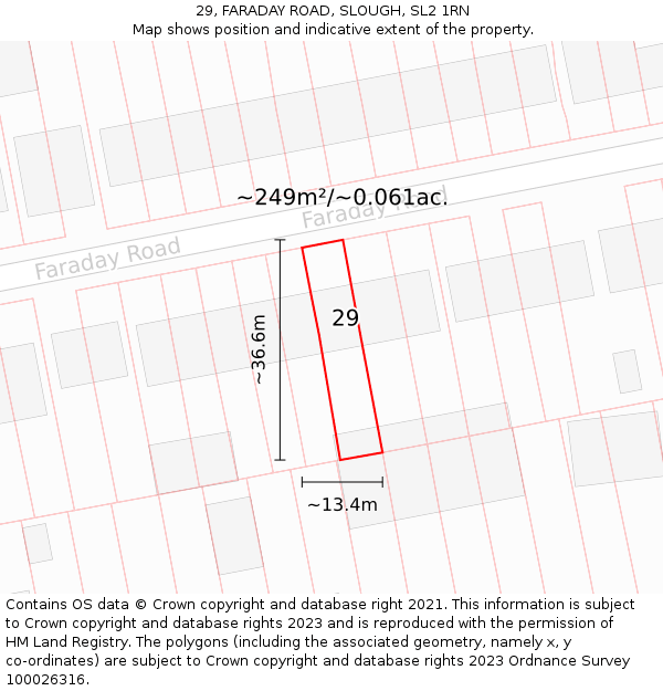 29, FARADAY ROAD, SLOUGH, SL2 1RN: Plot and title map