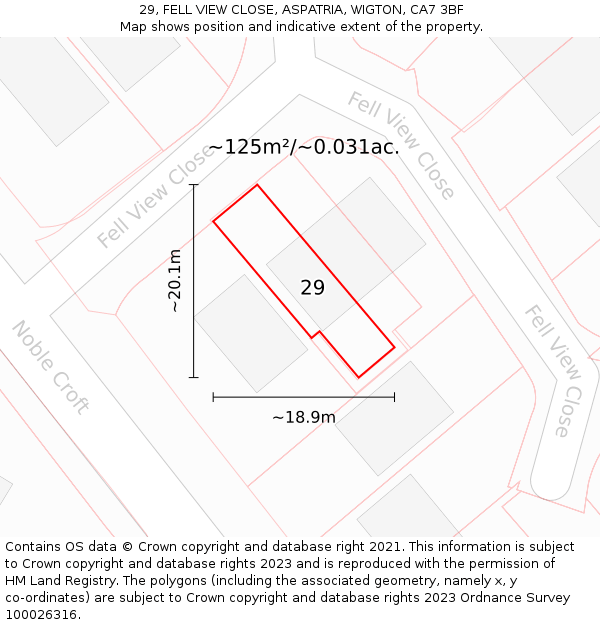 29, FELL VIEW CLOSE, ASPATRIA, WIGTON, CA7 3BF: Plot and title map