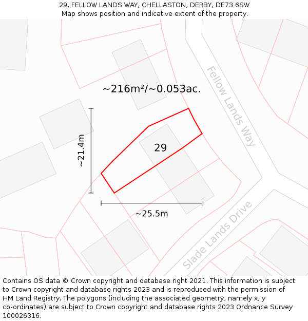 29, FELLOW LANDS WAY, CHELLASTON, DERBY, DE73 6SW: Plot and title map