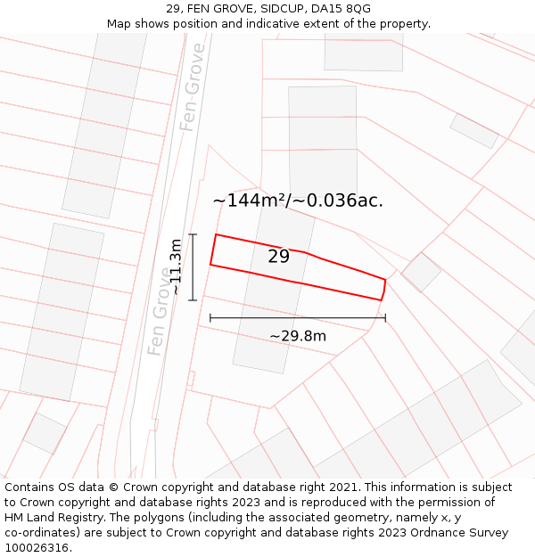 29, FEN GROVE, SIDCUP, DA15 8QG: Plot and title map
