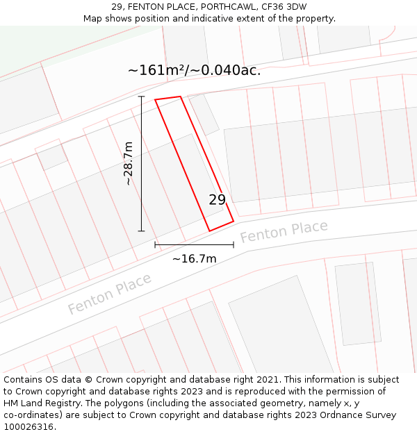 29, FENTON PLACE, PORTHCAWL, CF36 3DW: Plot and title map