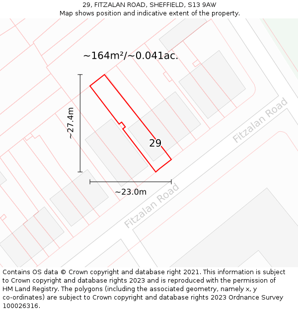 29, FITZALAN ROAD, SHEFFIELD, S13 9AW: Plot and title map