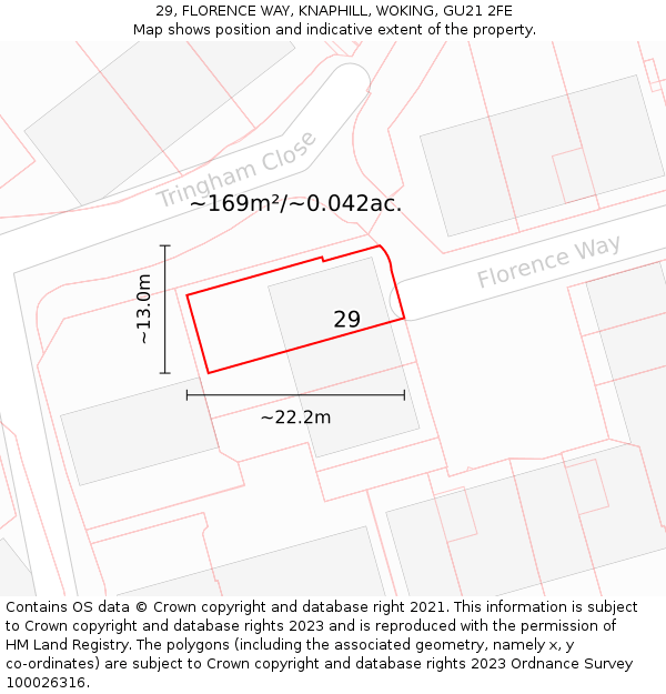 29, FLORENCE WAY, KNAPHILL, WOKING, GU21 2FE: Plot and title map
