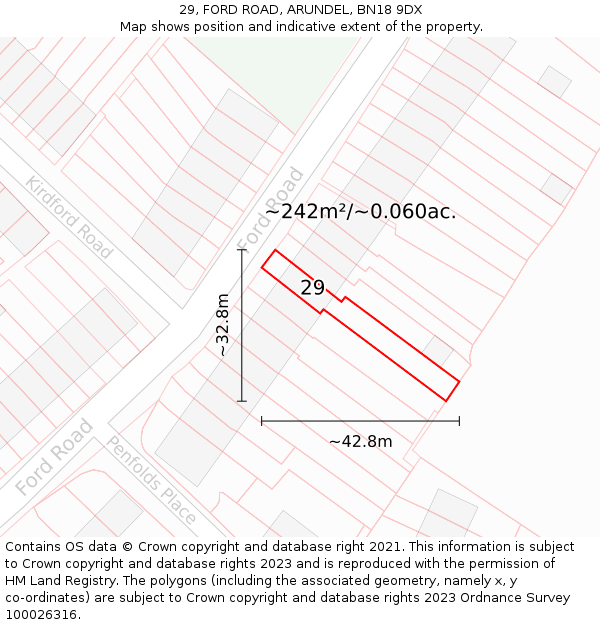 29, FORD ROAD, ARUNDEL, BN18 9DX: Plot and title map