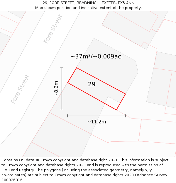 29, FORE STREET, BRADNINCH, EXETER, EX5 4NN: Plot and title map