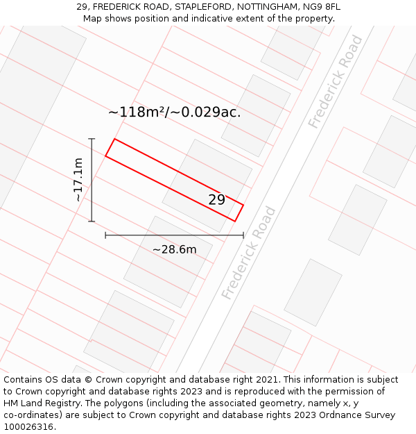 29, FREDERICK ROAD, STAPLEFORD, NOTTINGHAM, NG9 8FL: Plot and title map