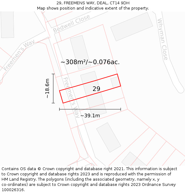 29, FREEMENS WAY, DEAL, CT14 9DH: Plot and title map