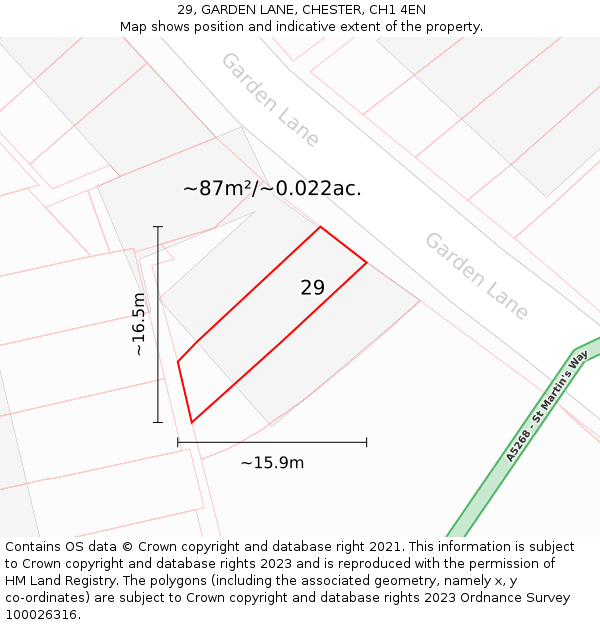 29, GARDEN LANE, CHESTER, CH1 4EN: Plot and title map