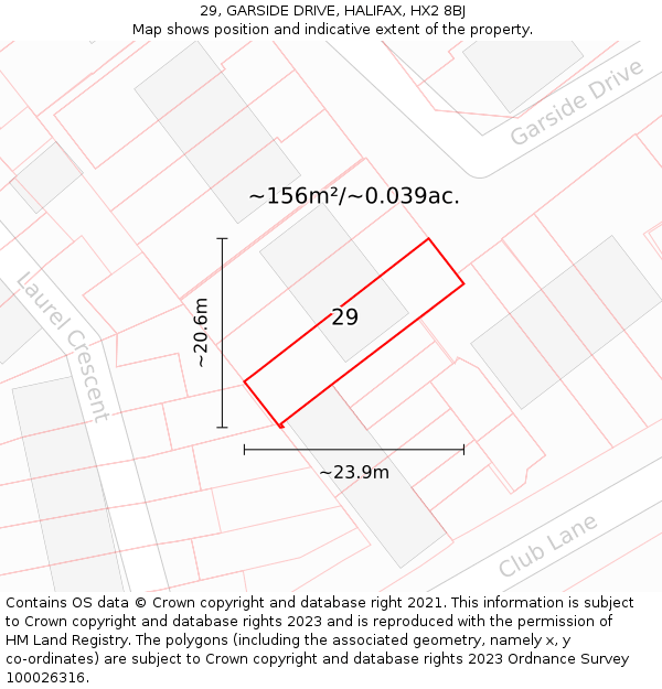 29, GARSIDE DRIVE, HALIFAX, HX2 8BJ: Plot and title map