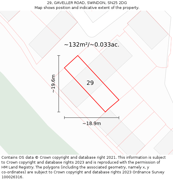 29, GAVELLER ROAD, SWINDON, SN25 2DG: Plot and title map