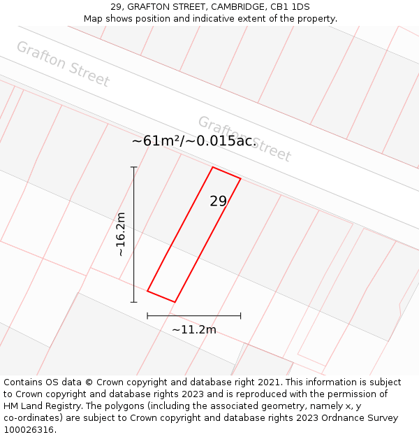 29, GRAFTON STREET, CAMBRIDGE, CB1 1DS: Plot and title map