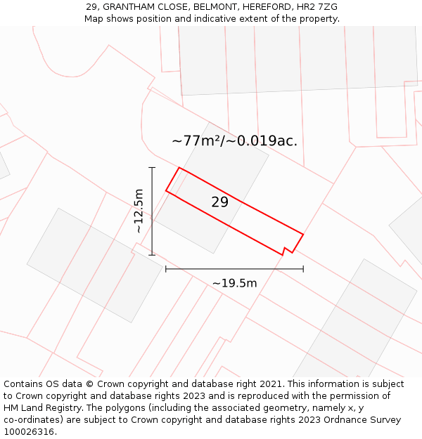 29, GRANTHAM CLOSE, BELMONT, HEREFORD, HR2 7ZG: Plot and title map