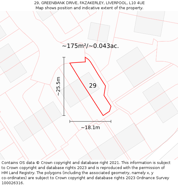 29, GREENBANK DRIVE, FAZAKERLEY, LIVERPOOL, L10 4UE: Plot and title map