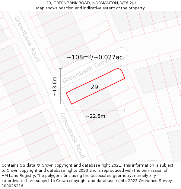 29, GREENBANK ROAD, NORMANTON, WF6 2JU: Plot and title map