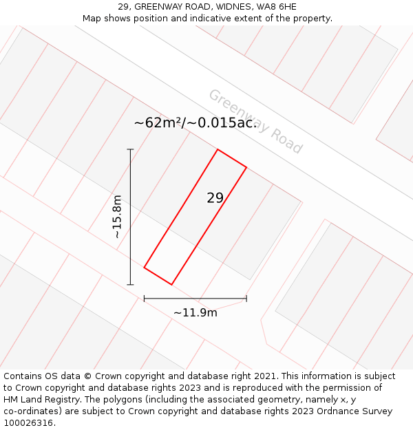 29, GREENWAY ROAD, WIDNES, WA8 6HE: Plot and title map