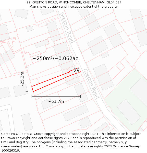 29, GRETTON ROAD, WINCHCOMBE, CHELTENHAM, GL54 5EF: Plot and title map