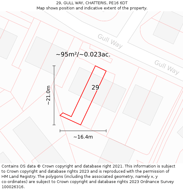 29, GULL WAY, CHATTERIS, PE16 6DT: Plot and title map
