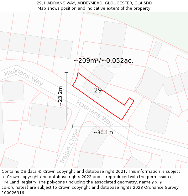 29, HADRIANS WAY, ABBEYMEAD, GLOUCESTER, GL4 5DD: Plot and title map