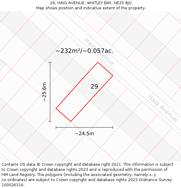 29, HAIG AVENUE, WHITLEY BAY, NE25 8JG: Plot and title map