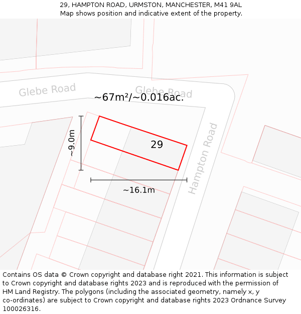 29, HAMPTON ROAD, URMSTON, MANCHESTER, M41 9AL: Plot and title map