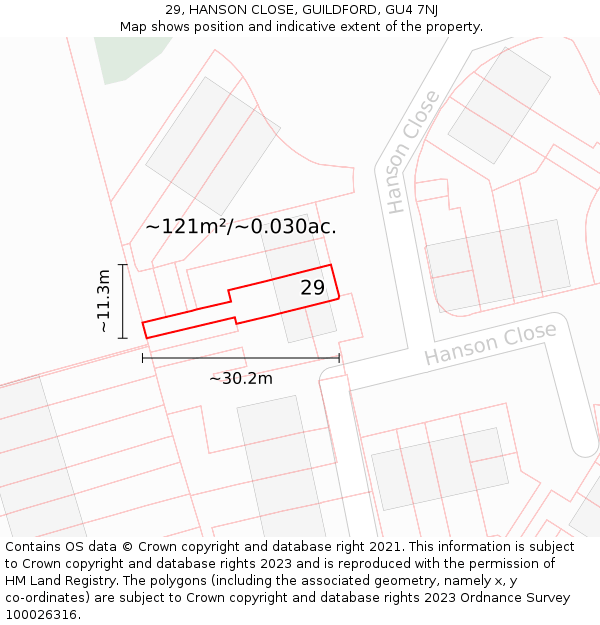 29, HANSON CLOSE, GUILDFORD, GU4 7NJ: Plot and title map