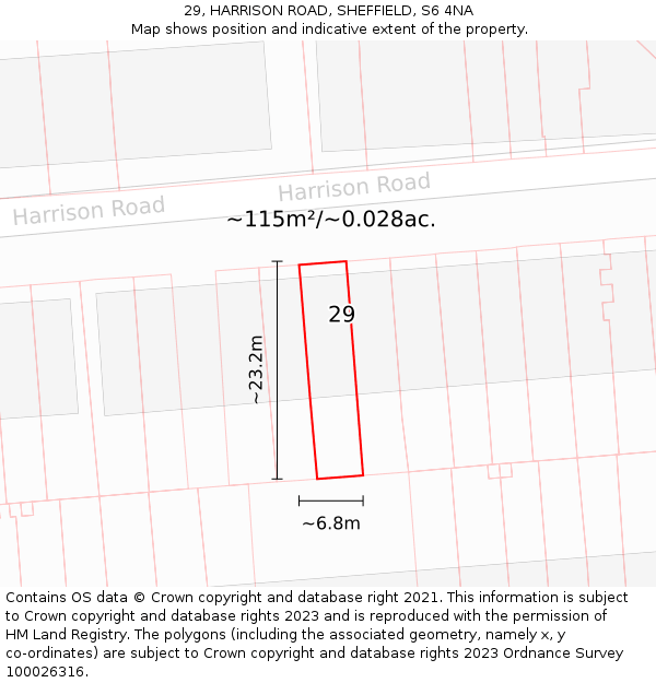 29, HARRISON ROAD, SHEFFIELD, S6 4NA: Plot and title map