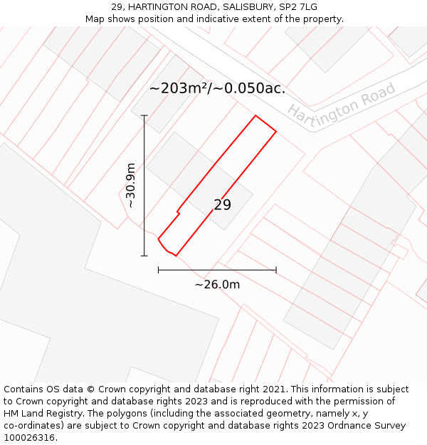 29, HARTINGTON ROAD, SALISBURY, SP2 7LG: Plot and title map