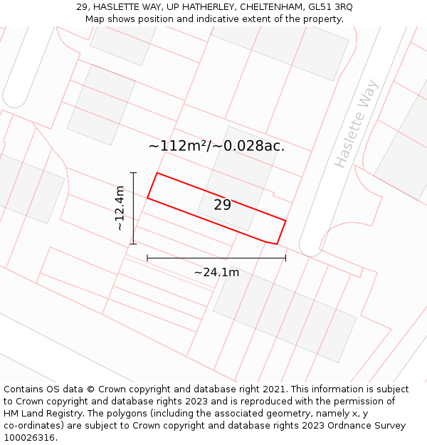 29, HASLETTE WAY, UP HATHERLEY, CHELTENHAM, GL51 3RQ: Plot and title map