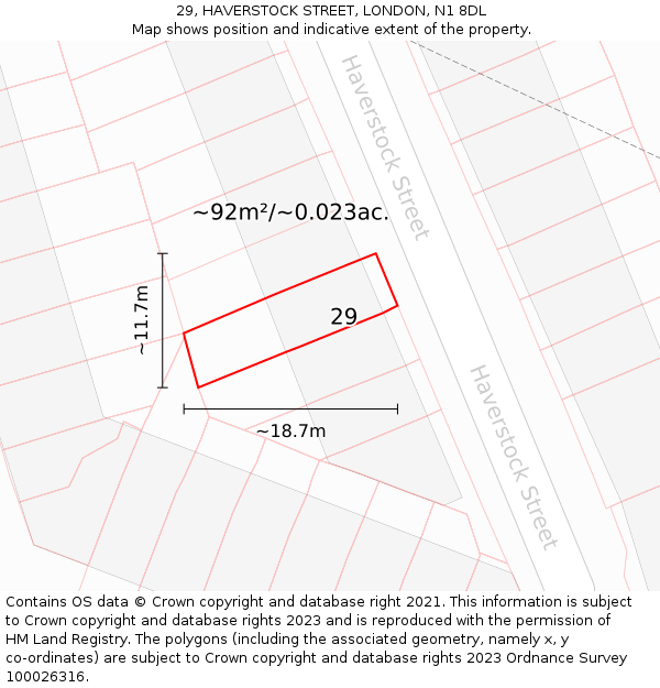 29, HAVERSTOCK STREET, LONDON, N1 8DL: Plot and title map