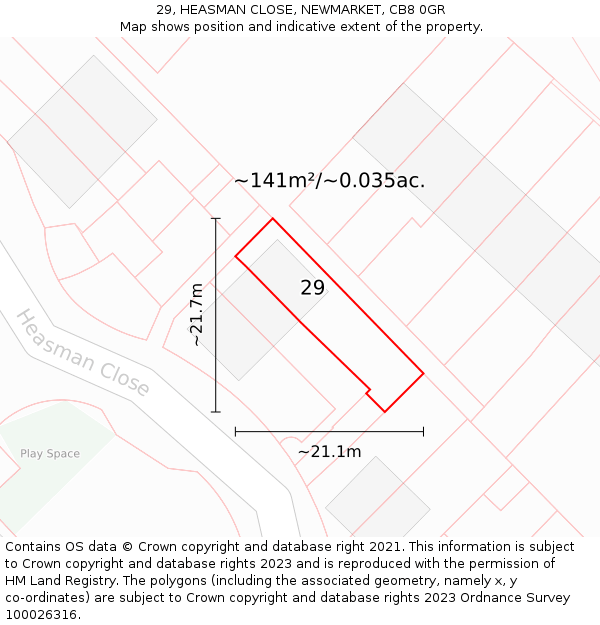 29, HEASMAN CLOSE, NEWMARKET, CB8 0GR: Plot and title map