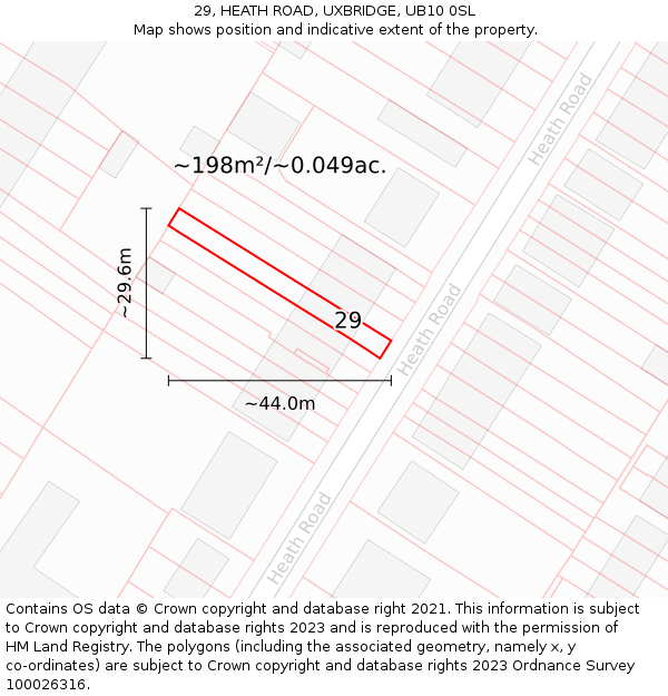 29, HEATH ROAD, UXBRIDGE, UB10 0SL: Plot and title map