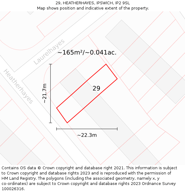 29, HEATHERHAYES, IPSWICH, IP2 9SL: Plot and title map