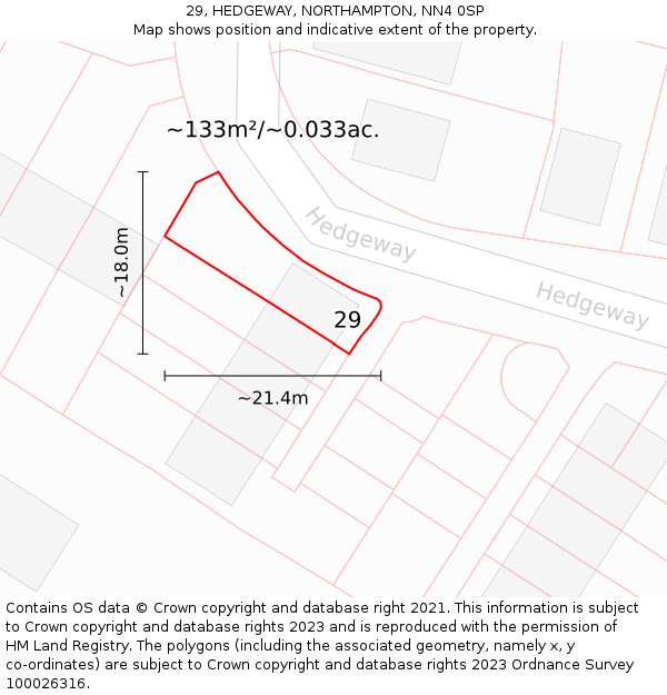 29, HEDGEWAY, NORTHAMPTON, NN4 0SP: Plot and title map