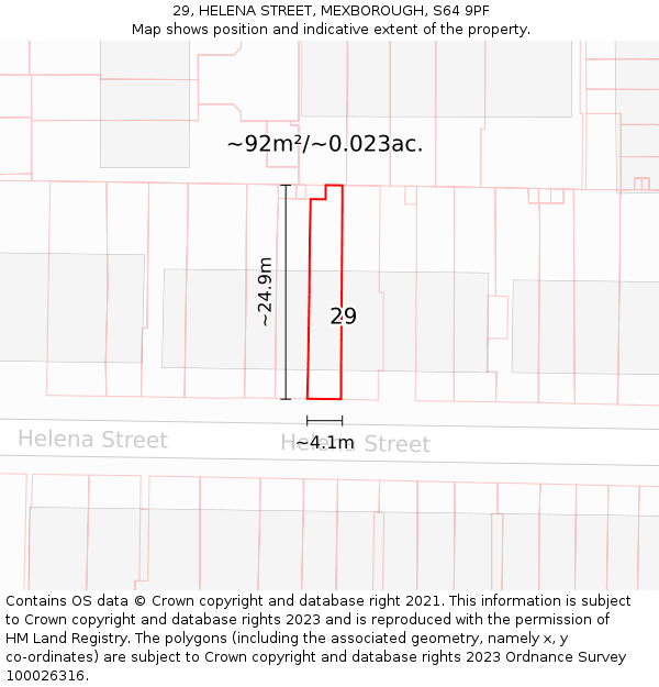 29, HELENA STREET, MEXBOROUGH, S64 9PF: Plot and title map