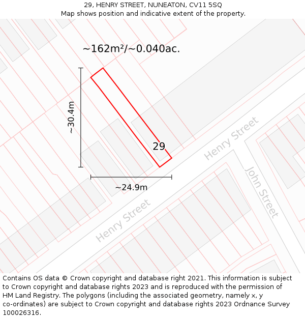 29, HENRY STREET, NUNEATON, CV11 5SQ: Plot and title map