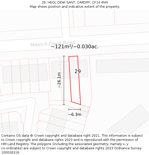29, HEOL DEWI SANT, CARDIFF, CF14 4NN: Plot and title map