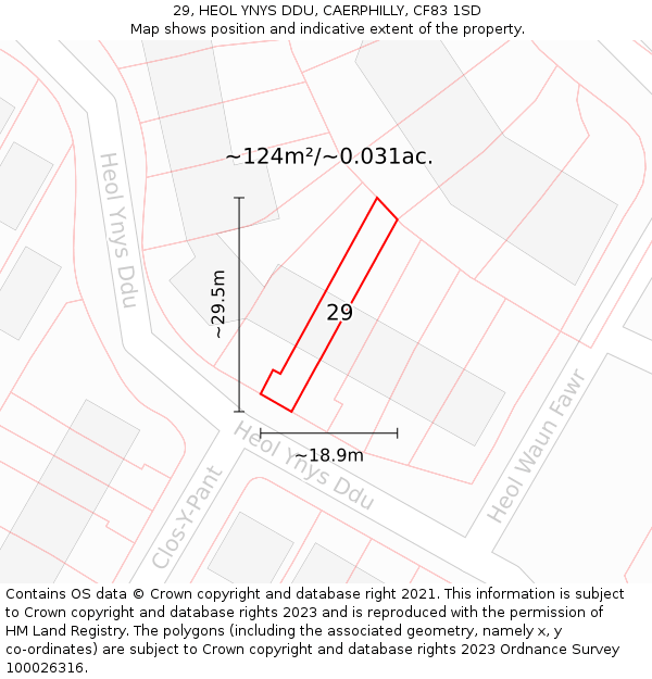 29, HEOL YNYS DDU, CAERPHILLY, CF83 1SD: Plot and title map