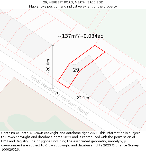 29, HERBERT ROAD, NEATH, SA11 2DD: Plot and title map