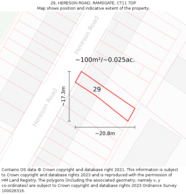 29, HERESON ROAD, RAMSGATE, CT11 7DP: Plot and title map