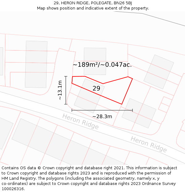 29, HERON RIDGE, POLEGATE, BN26 5BJ: Plot and title map