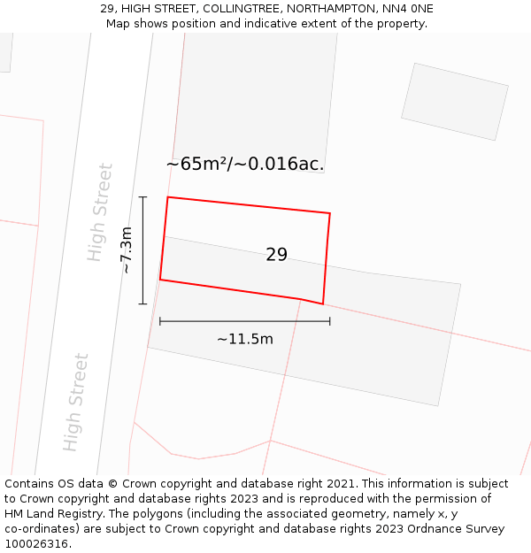 29, HIGH STREET, COLLINGTREE, NORTHAMPTON, NN4 0NE: Plot and title map