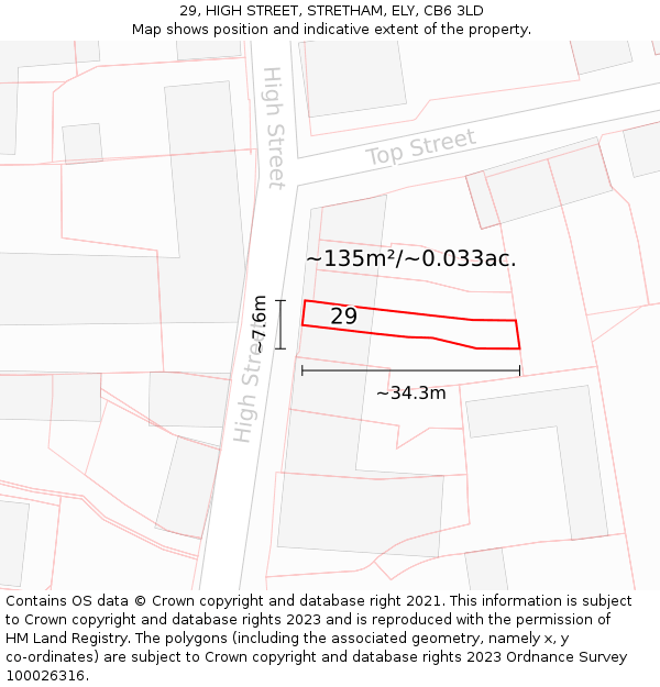 29, HIGH STREET, STRETHAM, ELY, CB6 3LD: Plot and title map