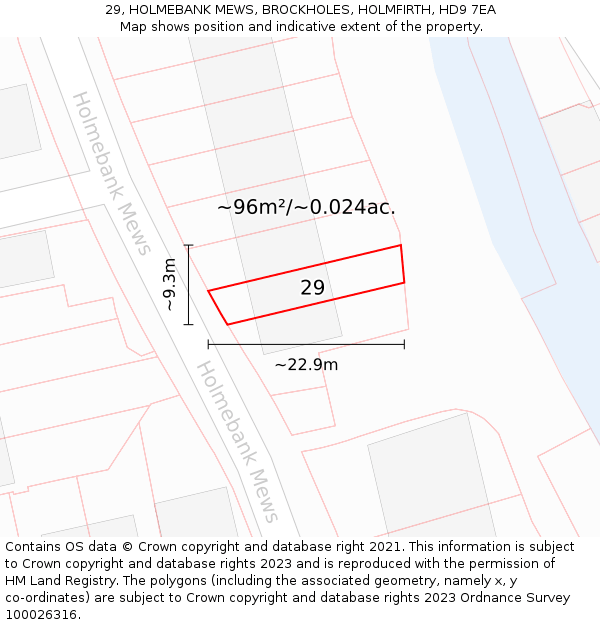 29, HOLMEBANK MEWS, BROCKHOLES, HOLMFIRTH, HD9 7EA: Plot and title map